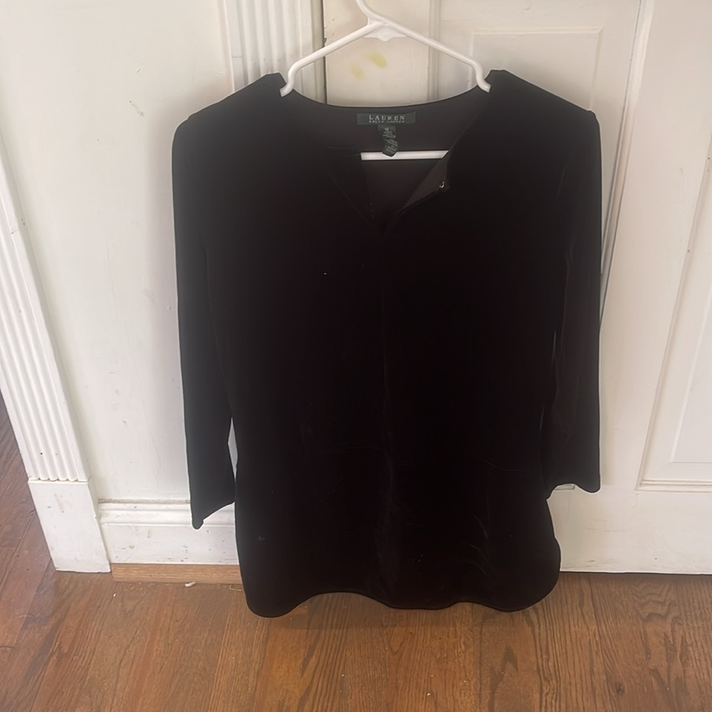Lauren by Ralph Lauren Medium Black Velvet Shirt